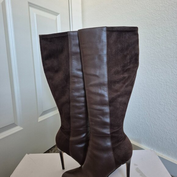 9 West chocolate tall brown boot 9.5 - Picture 4 of 5